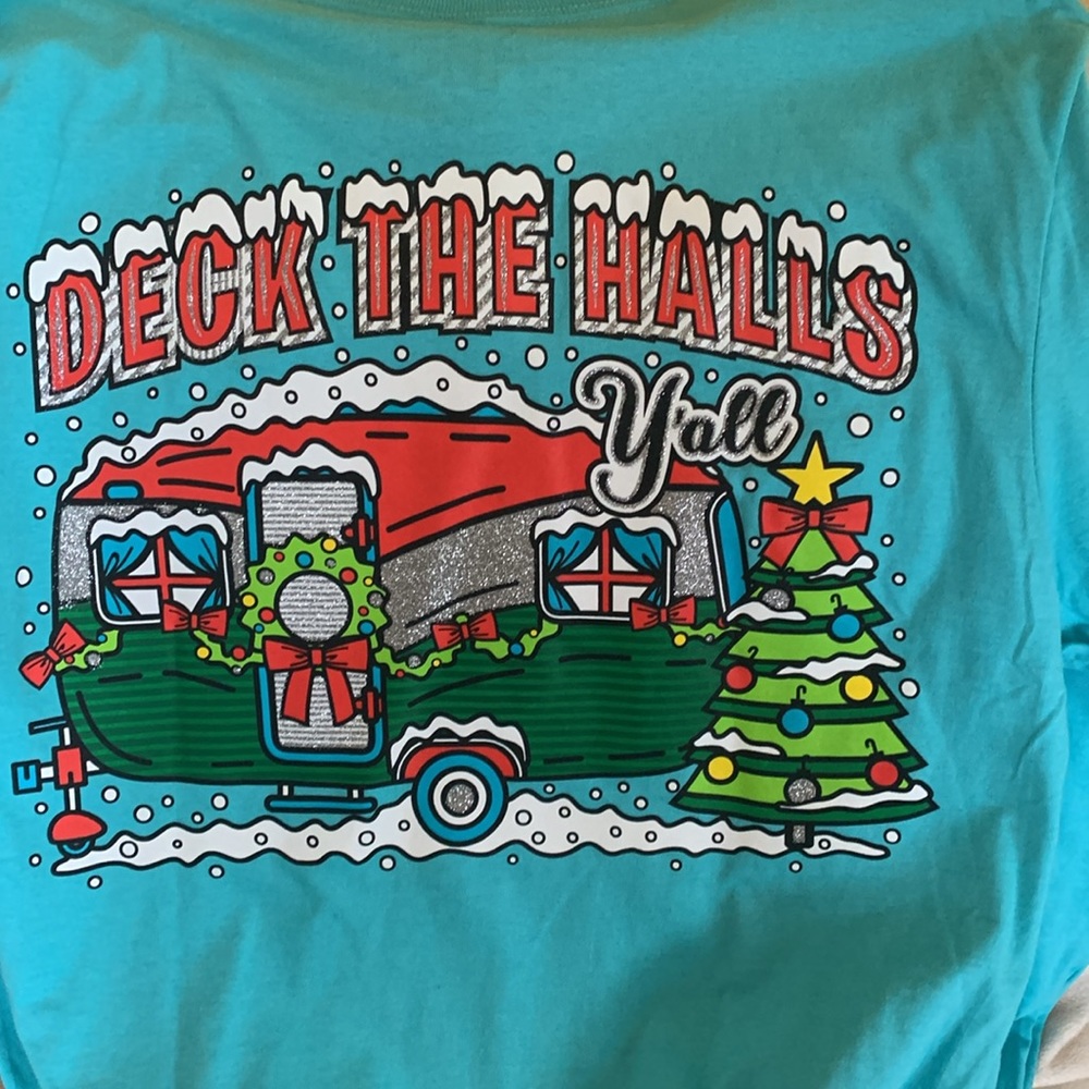 NWT ladies Christmas shirt size Large Aqua blue in color